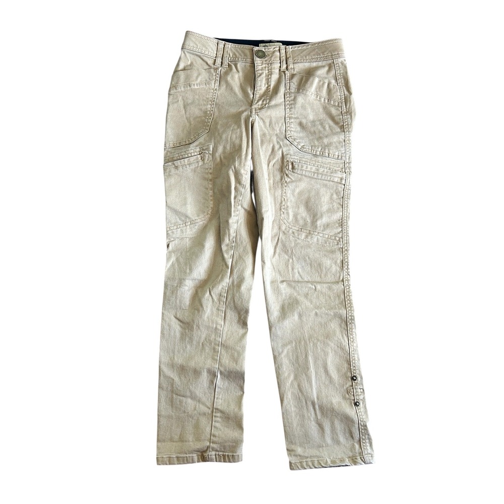 Democracy Ab Solution Tan Khaki Utility Straight Leg Pants Knit Sz 2‎